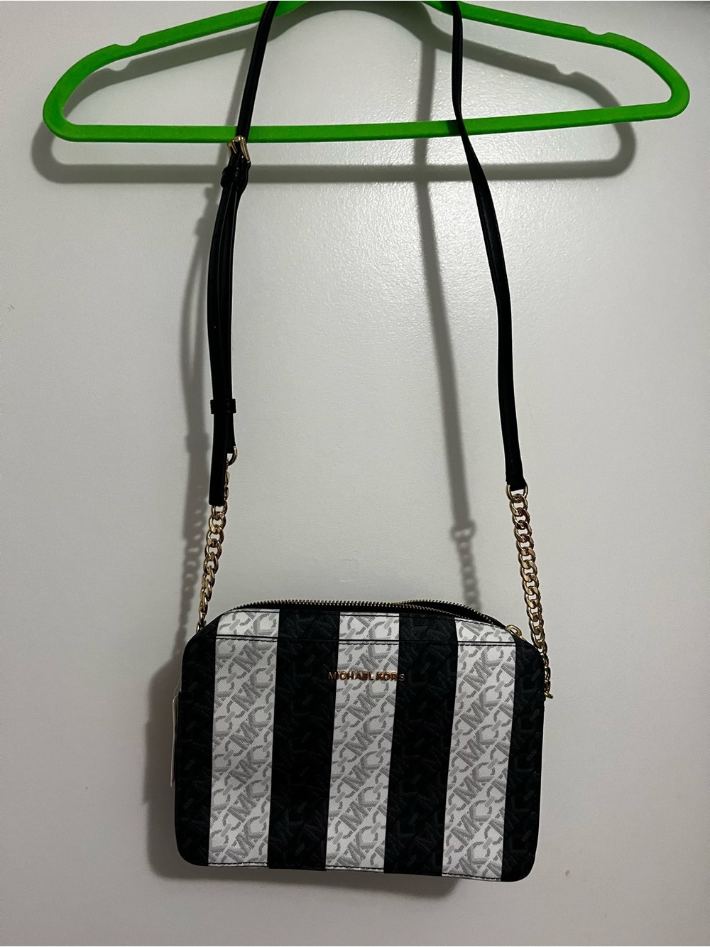 Michael Kors Black & White Striped Crossbody Bag Brand new with tags